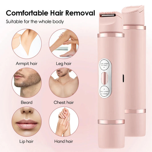 Dual-Head Electric Shaver Painless Women'S Epilator Bikini Hair Removal Device Automatic Hair Trimmer Underarm Facial Lips Leg
