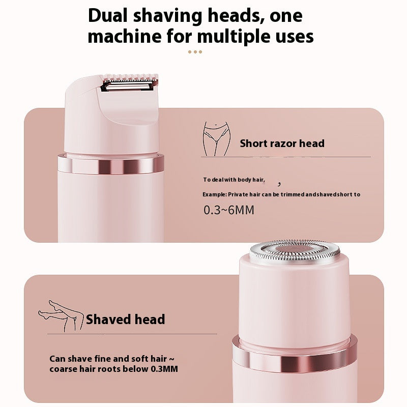 Dual-Head Electric Shaver Painless Women'S Epilator Bikini Hair Removal Device Automatic Hair Trimmer Underarm Facial Lips Leg