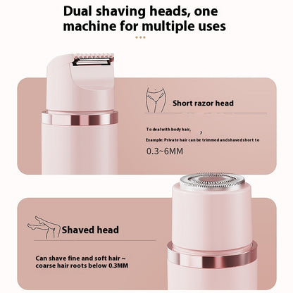 Dual-Head Electric Shaver Painless Women'S Epilator Bikini Hair Removal Device Automatic Hair Trimmer Underarm Facial Lips Leg