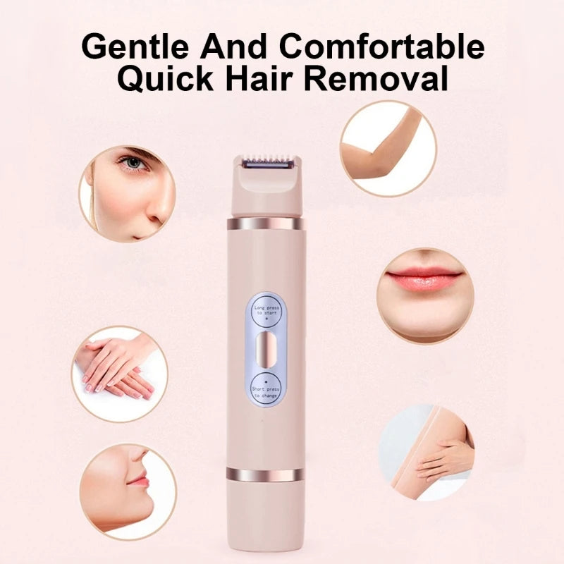 Dual-Head Electric Shaver Painless Women'S Epilator Bikini Hair Removal Device Automatic Hair Trimmer Underarm Facial Lips Leg